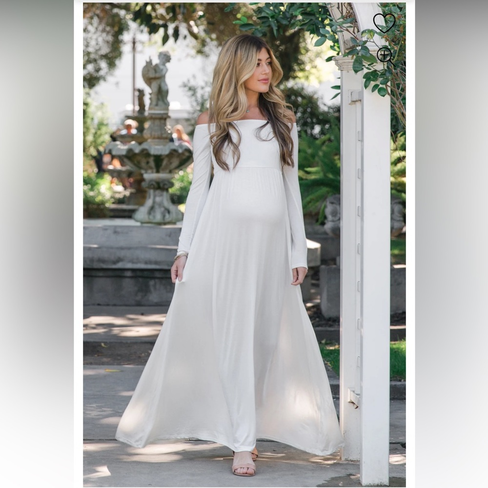 Worn Once Pinkblush Ivory Solid Off Shoulder Mate… - image 1